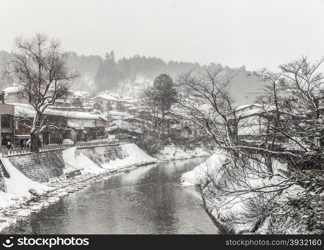 Snow fall Winter in Takayama Gifu Prefecture, Japan