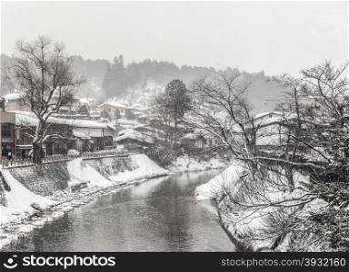 Snow fall Winter in Takayama Gifu Prefecture, Japan