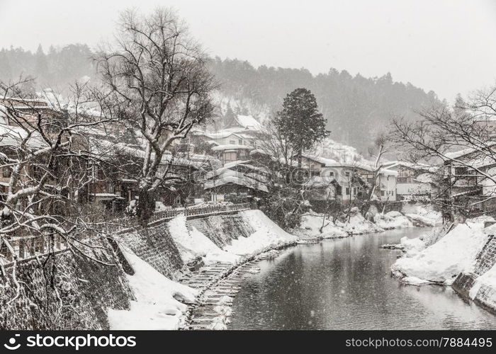 Snow fall Winter in Takayama Gifu Prefecture, Japan