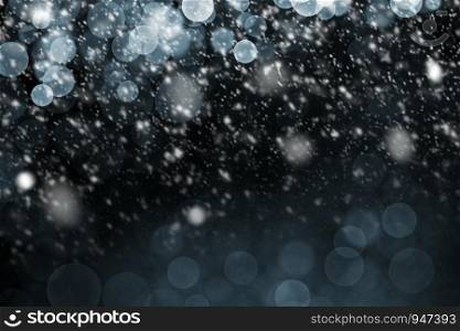 Snow falling with bokeh background illustration