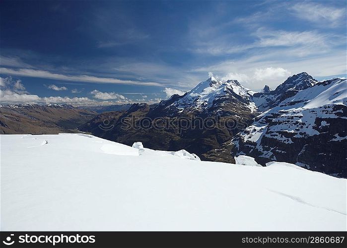 Snow field and mountains