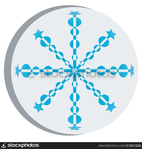 Snow flake sticker, isolated vector