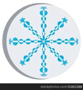 Snow flake sticker, isolated vector