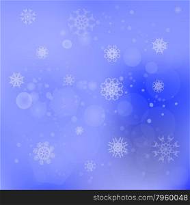 Snow Flakes Background. Blurred Winter Blue Pattern . Snow Flakes Background