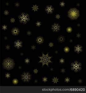Snow Flakes Seamless Pattern on Black Background. Winter Christmas Decorative Texture. Snow Flakes Seamless Pattern. Christmas Texture