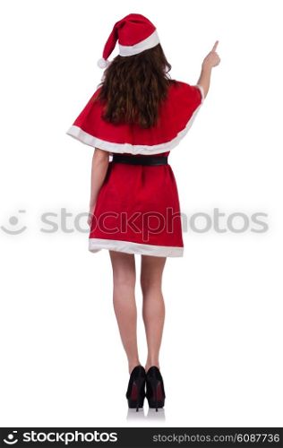 Snow girl santa in christmas concept isolated on white