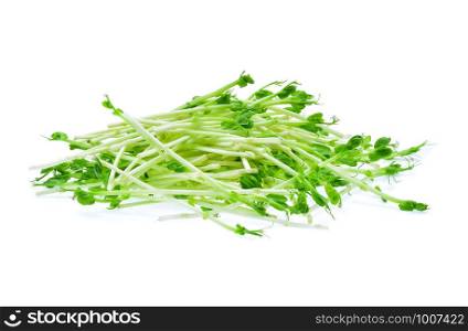 Snow pea sprouts on white background