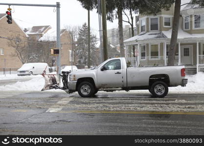 Snow removal clearing roads in Connecticut, Winter storm