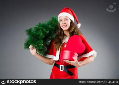 Snow santa girl in christmas concept