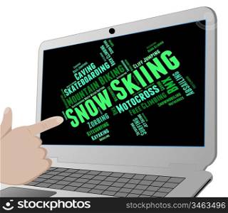 Snow Skiing Showing Winter Holiday And Skis