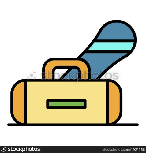Snowboarding equipment icon. Outline snowboarding equipment vector icon color flat isolated on white. Snowboarding equipment icon color outline vector