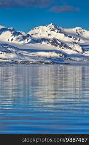 Snowcapped Mountains, Oscar II Land, Arctic, Spitsbergen, Svalbard, Norway, Europe