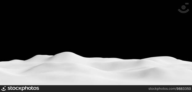 Snowdrift on black background 3D render