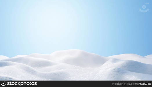 Snowdrift with sky background in the winter 3D render