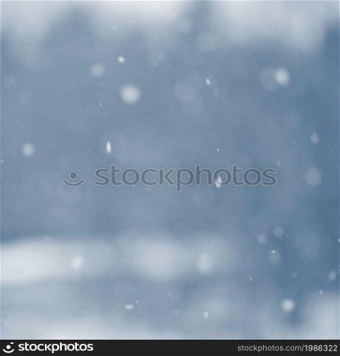 Snowfall. Beautiful winter background seasonal nature and the weather in winter. Winter landscape with falling snow.