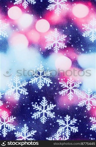 Snowfall with glitter Christmas background 3d illustrated