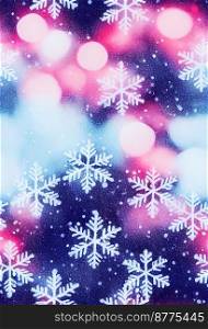 Snowfall with glitter Christmas background 3d illustrated