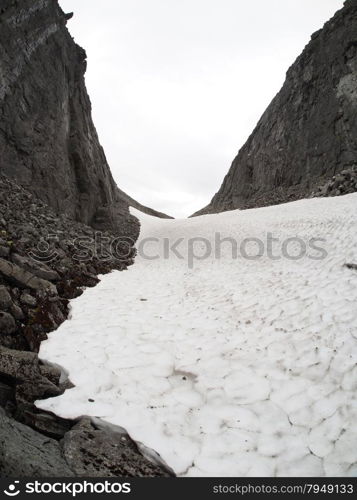 snowfield in the mountains. hibiny