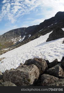 snowfield in the mountains. hibiny