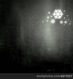 Snowflake. Background image with white snowflake on dark wall