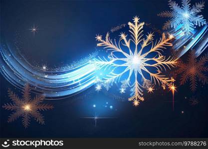 Snowflake Christmas background with bokeh and copy space. Snowflake Christmas background