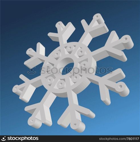 Snowflake. Element for design. Vector illustration. 3D Snowflake