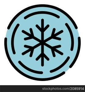 Snowflake in a circle icon. Outline snowflake in a circle vector icon color flat isolated. Snowflake in a circle icon color outline vector