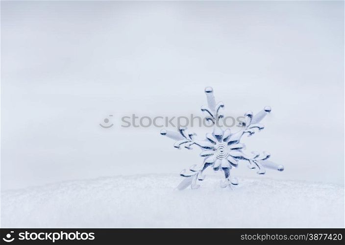 Snowflake in a white snow
