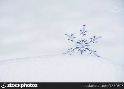 Snowflake in a white snow