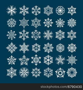 Snowflake vector set. Snowflake vector set. Snowflakes silhouette clipart for winter holiday frosted and frozen decoration