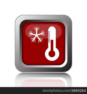 Snowflake with thermometer icon. Internet button on white background