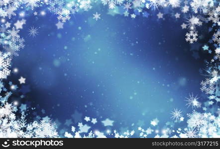 Snowflakes and stars background