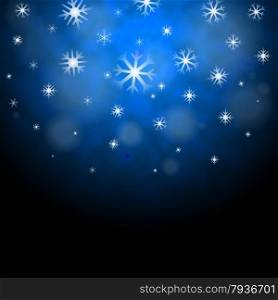 Snowflakes Blue Background Showing Frozen Shiny Stars&#xA;