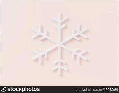 Snowflakes Christmas on pink pastel background, snow flake ice in winter season symbol gift holiday New year and Xmas decoration graphic design elements, 3D rendering illustration