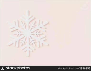 Snowflakes Christmas on pink pastel background, snow flake ice in winter season symbol gift holiday New year and Xmas decoration graphic design elements, 3D rendering illustration