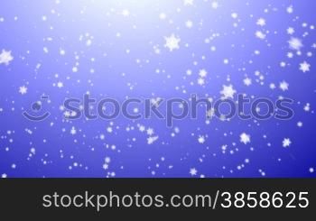 Snowflakes falling, blue background