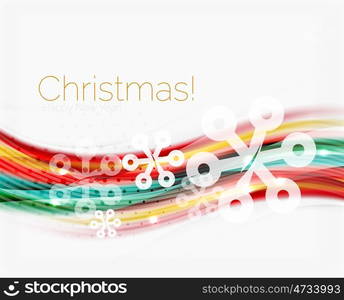 Snowflakes on wave line, Christmas and New Year background or greeting card