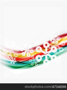 Snowflakes on wave line, Christmas and New Year background or greeting card