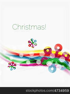 Snowflakes on wave line, Christmas and New Year background or greeting card