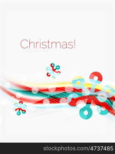 Snowflakes on wave line, Christmas and New Year background or greeting card