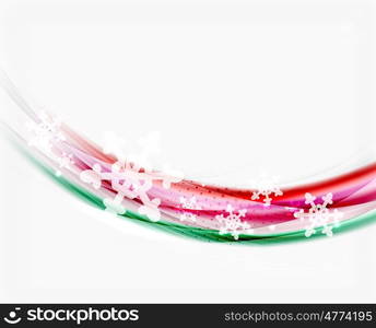 Snowflakes on wave line, Christmas and New Year background or greeting card