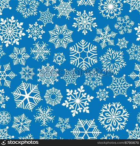 Snowflakes seamless pattern. Snowflakes seamless pattern vector illustration. White snowflakes on blue background