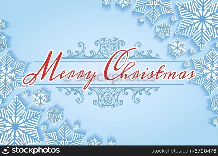 Snowflakes vector 3D card template. Holiday season winter snow snowflake background. Vector illustration