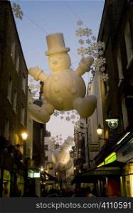 Snowman Christmas decoration in Carnaby Street, London