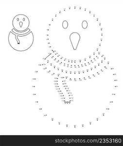 Snowman Icon Dot To Dot, Snow Man Icon, Connect The Dots Puzzle Game Vector Art Illustration