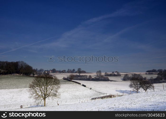 Snowy landscape at Eys. Snowy landscape in the Limburg hill country near Eys in the municipality of Gulpen-Wittem