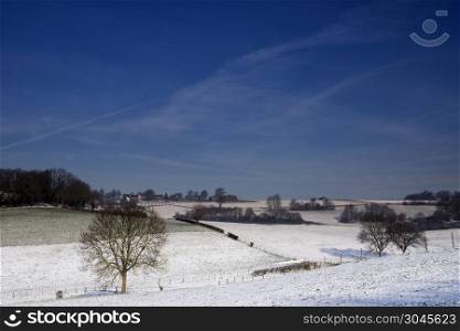 Snowy landscape at Eys. Snowy landscape in the Limburg hill country near Eys in the municipality of Gulpen-Wittem