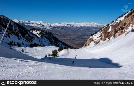 Snowy mountains in Spain (Masella),ski resort