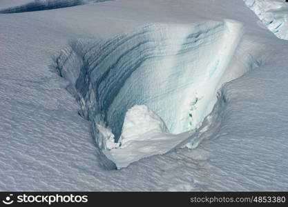 Snowy mountains. Mountain landscape with snow and clear blue sky