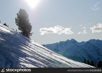 Snowy winter scenery in mountains